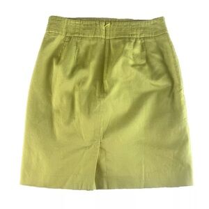 Loft Women’s‎ Chartreuse Cotton Mini Skirt With Button Detail Size 0 Back Zip